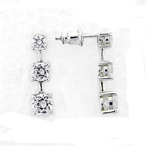 JCEA379 High-Polished 925 Sterling Silver Earrings with AAA Grade CZ in Clear-Default Title