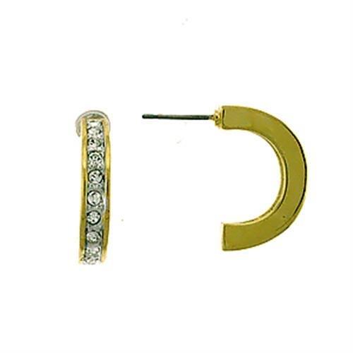 JCEA445 Gold Brass Earrings with Top Grade Crystal in Clear-Default Title