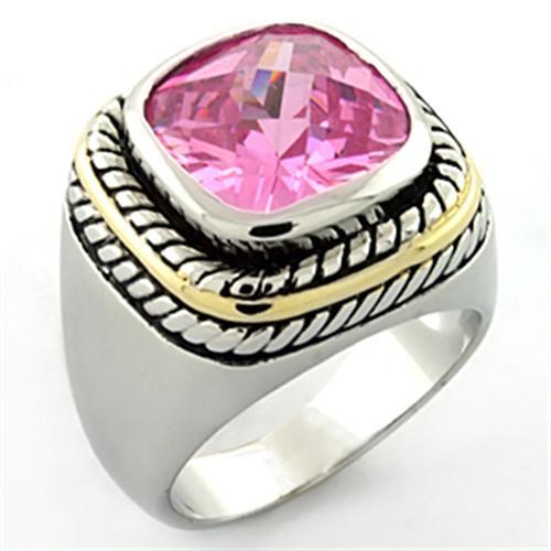 JCEA667 Rhodium Brass Ring with AAA Grade CZ  in Rose