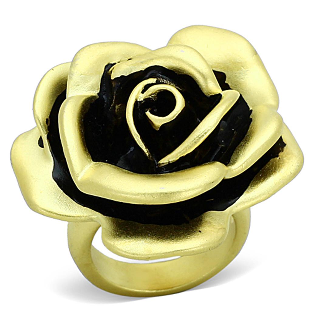 JCEA930 Matte Gold Brass Ring with Epoxy  in Jet