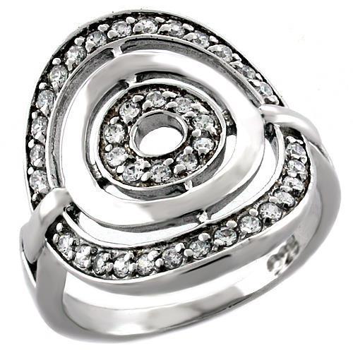 JCEAS1018 Rhodium 925 Sterling Silver Ring with AAA Grade CZ  in Clear