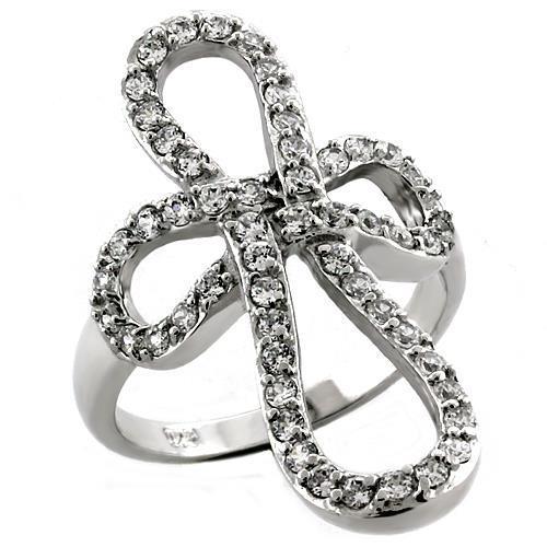 JCEAS1035 Rhodium 925 Sterling Silver Ring with AAA Grade CZ  in Clear