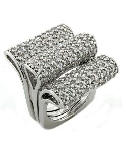 JCEAS1047 Rhodium 925 Sterling Silver Ring with AAA Grade CZ  in Clear