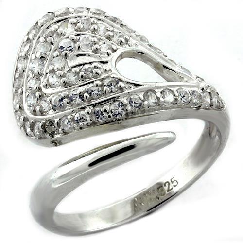 JCEAS1161 High-Polished 925 Sterling Silver Ring with AAA Grade CZ  in Clear