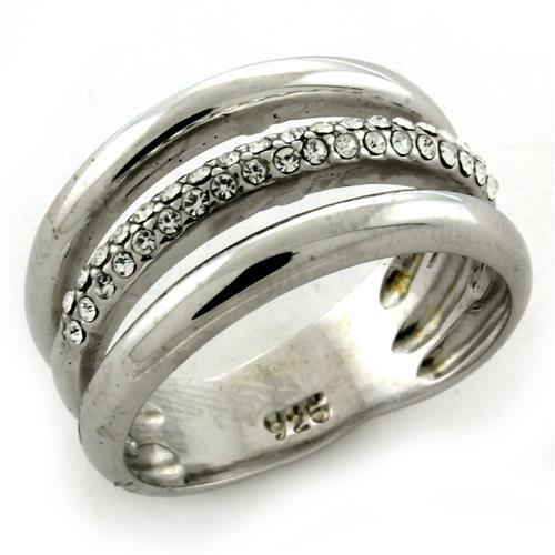 JCEAS1176 Rhodium 925 Sterling Silver Ring with Top Grade Crystal  in Clear