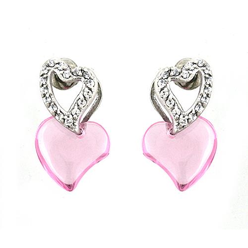 JCEAS1333 Rhodium 925 Sterling Silver Earrings with AAA Grade CZ in Rose-Default Title