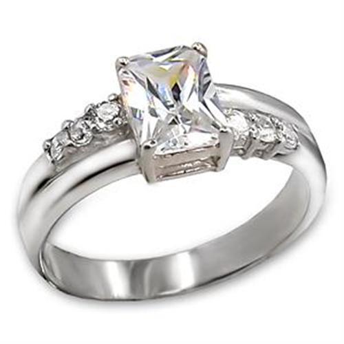 JCEAS718 High-Polished 925 Sterling Silver Ring with AAA Grade CZ  in Clear