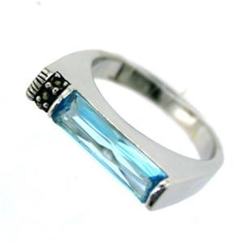 JCEAS723 Rhodium 925 Sterling Silver Ring with Synthetic  in Aquamarine