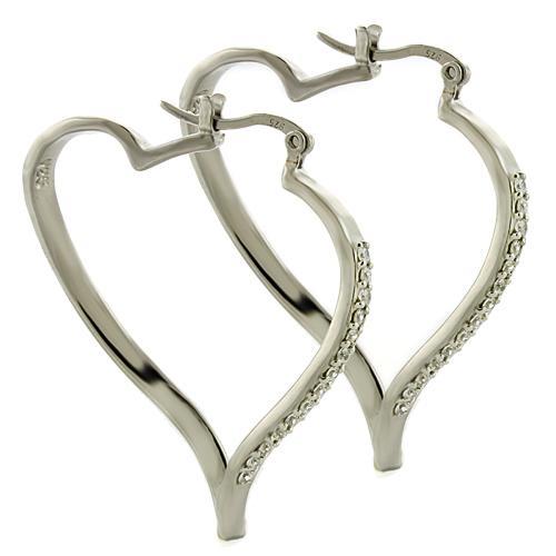 JCEAS784 High-Polished 925 Sterling Silver Earrings with AAA Grade CZ in Clear-Default Title