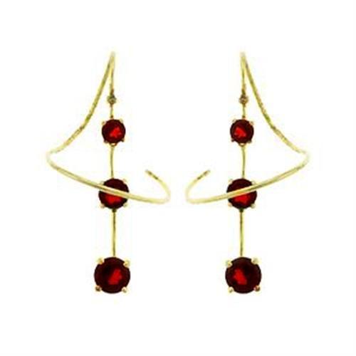 JCEAS798 Gold 925 Sterling Silver Earrings with AAA Grade CZ in Ruby-Default Title
