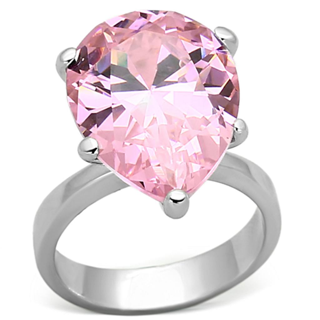 JCEAS948 Rhodium 925 Sterling Silver Ring with AAA Grade CZ  in Rose