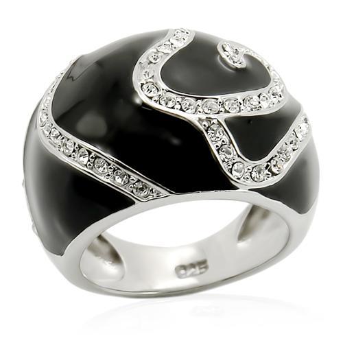 JCES212 Rhodium 925 Sterling Silver Ring with Top Grade Crystal  in Clear