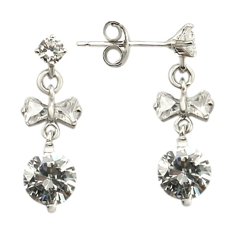 JCES313 Rhodium 925 Sterling Silver Earrings with AAA Grade CZ in Clear-Default Title