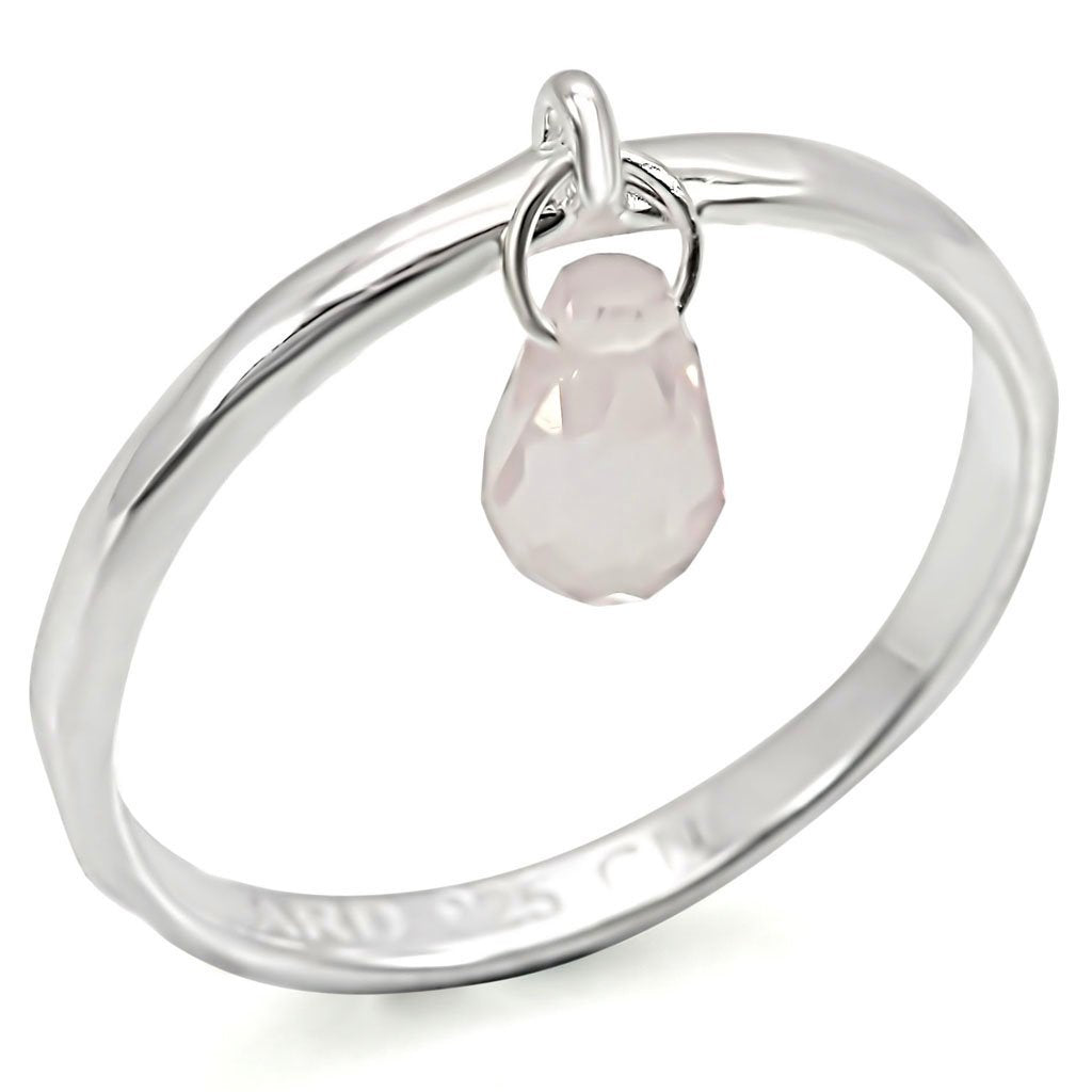 JCES323 Silver 925 Sterling Silver Ring with Genuine Stone  in Light Rose