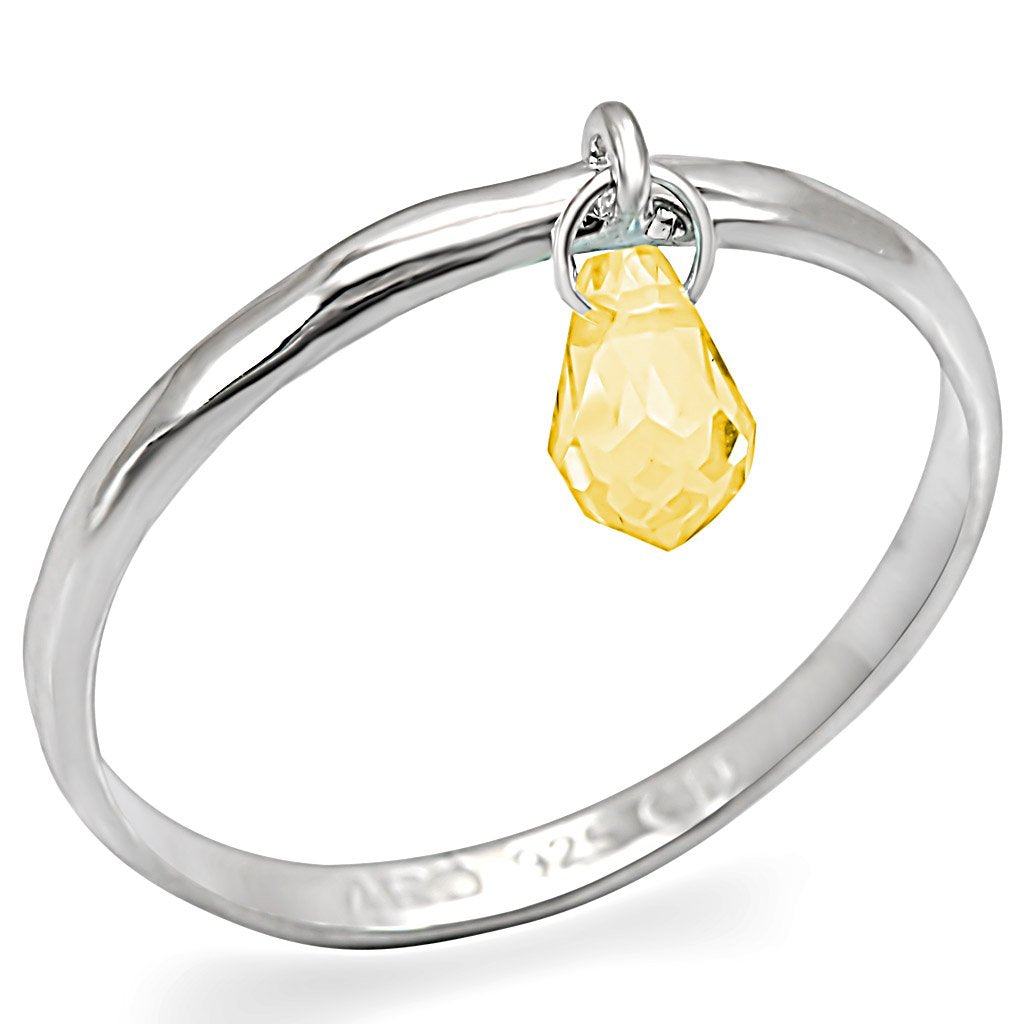 JCES332 Silver 925 Sterling Silver Ring with Genuine Stone  in Topaz