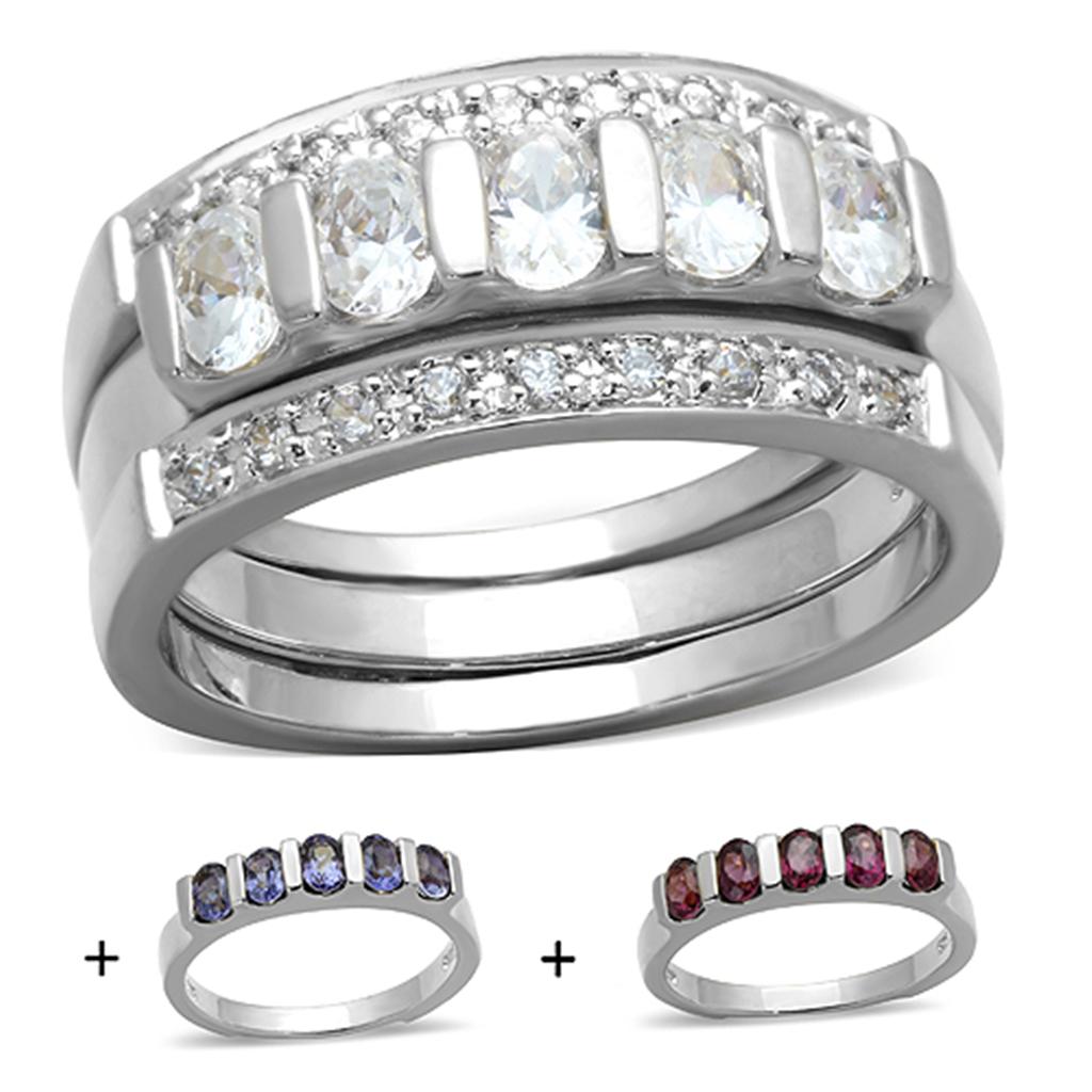 JCES748 Silver 925 Sterling Silver Ring with AAA Grade CZ  in Multi Color
