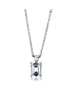 JCES897 Rhodium 925 Sterling Silver Chain Pendant with AAA Grade CZ  in Clear