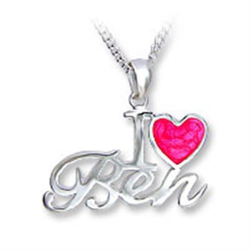 JCE013 Silver Brass Chain Pendant with Epoxy  in Rose