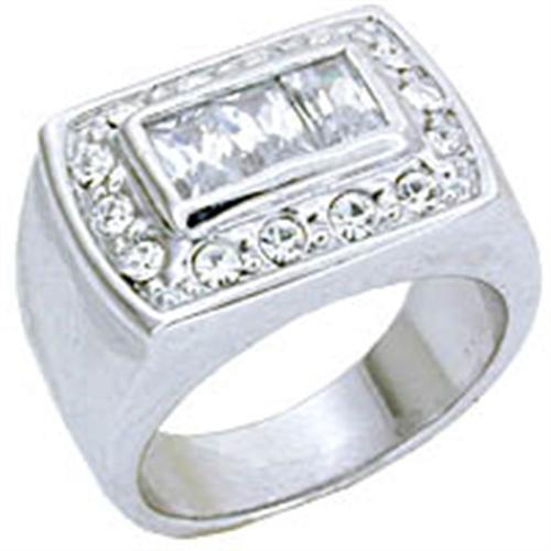 JCE1931 Rhodium 925 Sterling Silver Ring with AAA Grade CZ in Clear
