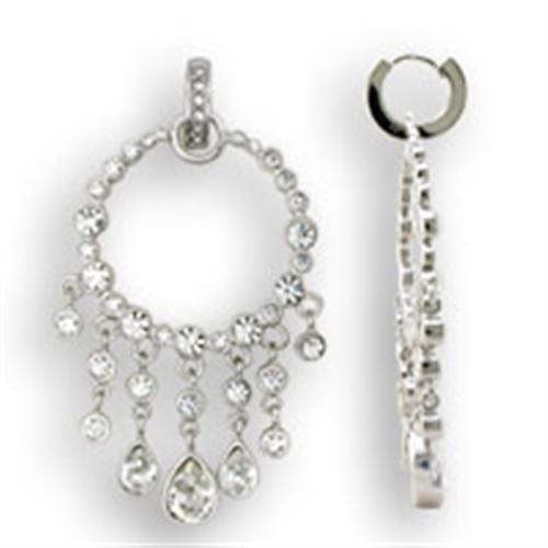 JCE7108 Rhodium 925 Sterling Silver Earrings with Top Grade Crystal in Clear-Default Title