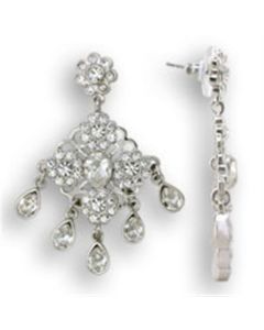 JCE7110 Rhodium 925 Sterling Silver Earrings with Top Grade Crystal in Clear-Default Title