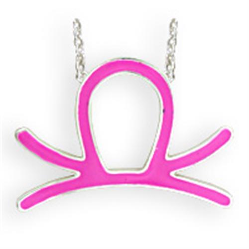JCEK01PINK Silver Brass Chain Pendant with Epoxy  in Rose