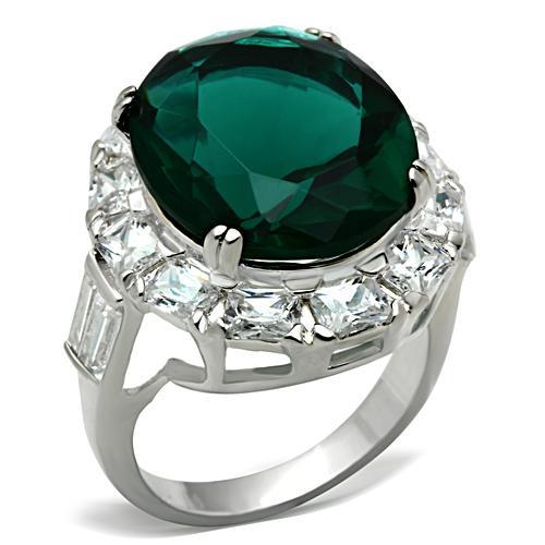 JCE007 Silver 925 Sterling Silver Ring with Synthetic Synthetic Glass in Blue Zircon