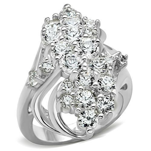 JCE016 Silver 925 Sterling Silver Ring with AAA Grade CZ  in Clear