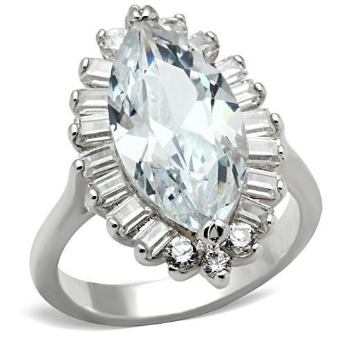 JCE027 Silver 925 Sterling Silver Ring with AAA Grade CZ  in Clear