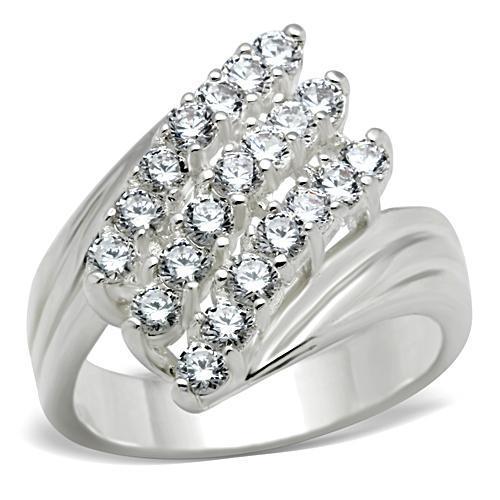 JCE035 Silver 925 Sterling Silver Ring with AAA Grade CZ  in Clear
