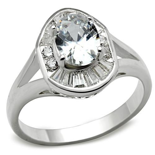 JCE046 Silver 925 Sterling Silver Ring with AAA Grade CZ  in Clear