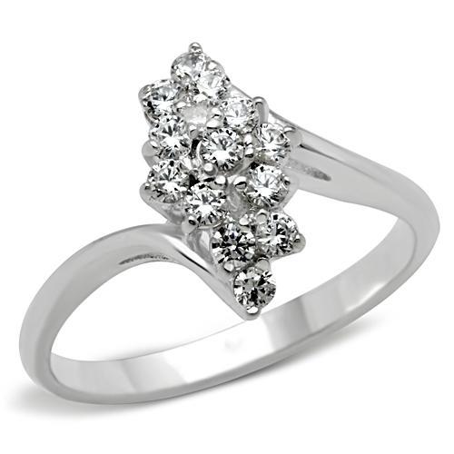 JCE054 Silver 925 Sterling Silver Ring with AAA Grade CZ  in Clear