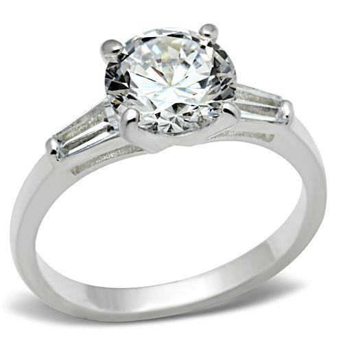 JCE061 Silver 925 Sterling Silver Ring with AAA Grade CZ  in Clear