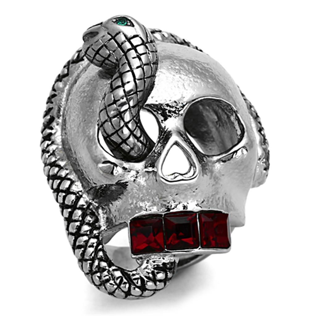 JCE1038 High polished (no plating) Stainless Steel Ring with Top Grade Crystal in Multi Color