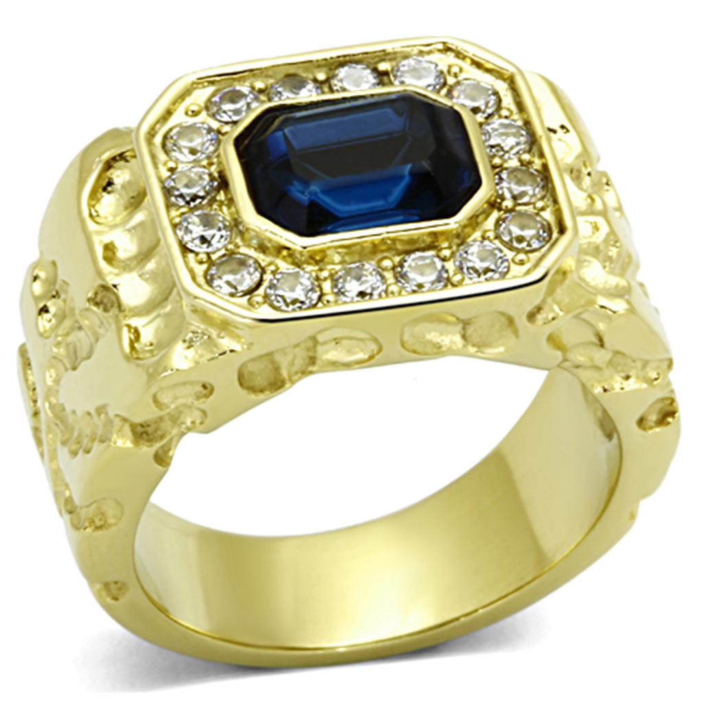 JCE1192 IP Gold(Ion Plating) Stainless Steel Ring with Top Grade Crystal in Montana