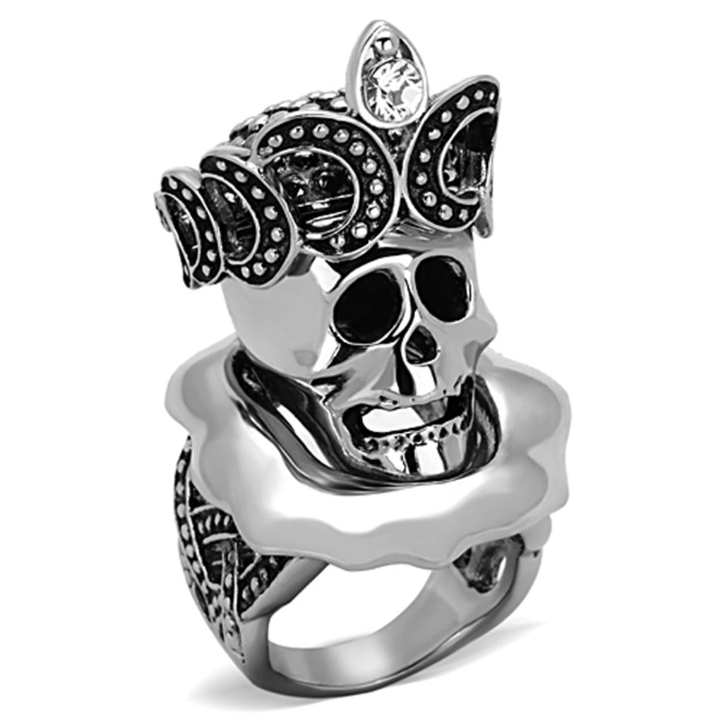 JCE1201 High polished (no plating) Stainless Steel Ring with Top Grade Crystal  in Clear