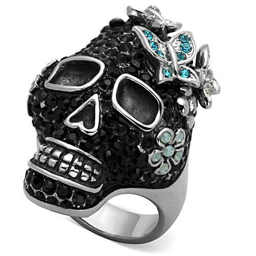 JCE1342 High polished (no plating) Stainless Steel Ring with Top Grade Crystal  in Multi Color