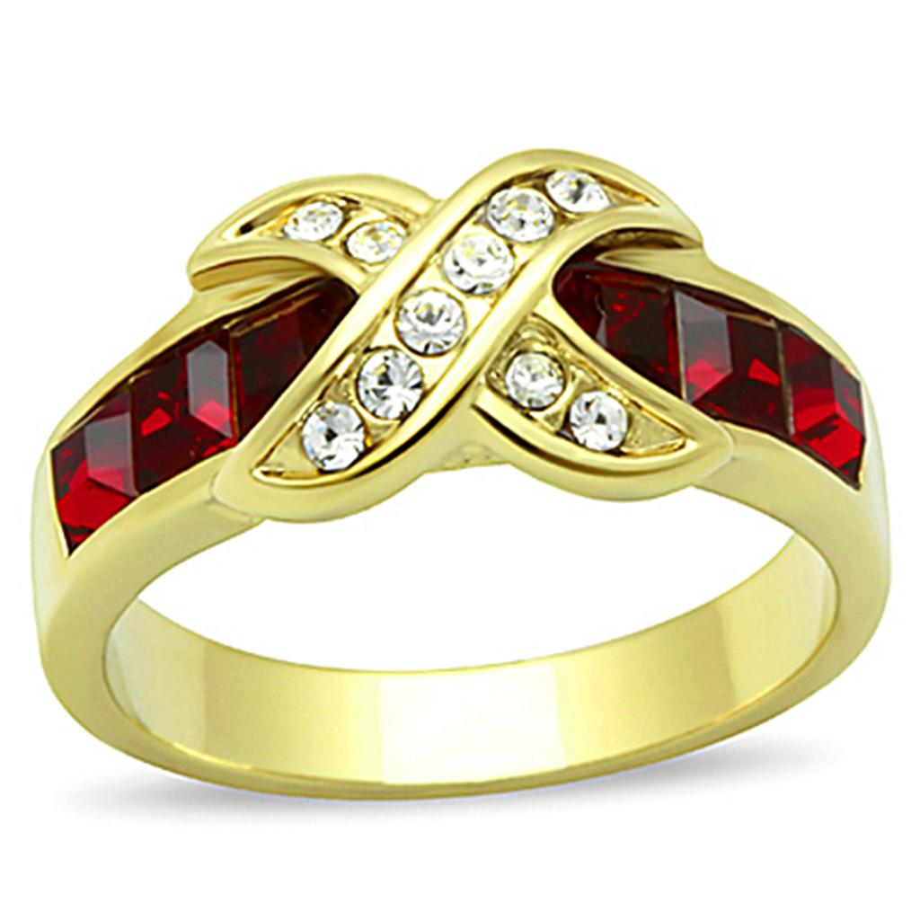 JCE1388 IP Gold(Ion Plating) Stainless Steel Ring with Top Grade Crystal  in Siam