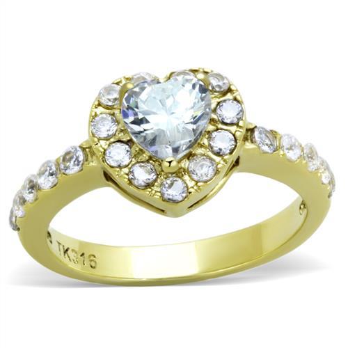 JCE1900 IP Gold(Ion Plating) Stainless Steel Ring with AAA Grade CZ  in Clear