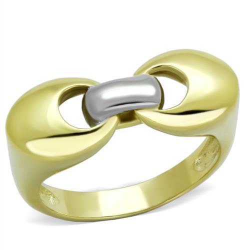 JCE1915 Two-Tone IP Gold (Ion Plating) Stainless Steel Ring with No Stone
