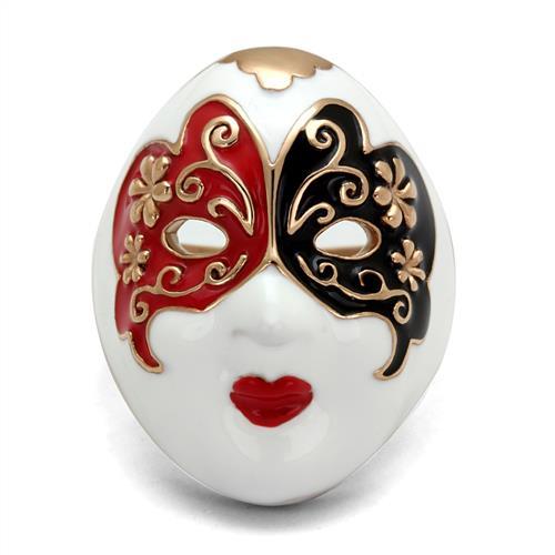 JCE2142 IP Rose Gold(Ion Plating) Stainless Steel Ring with Epoxy  in Multi Color