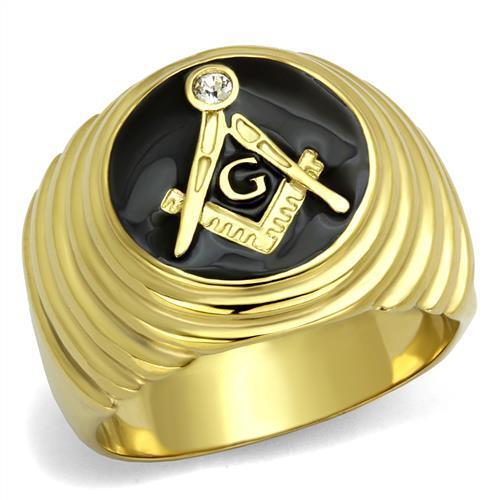 JCE2224 IP Gold(Ion Plating) Stainless Steel Ring with Top Grade Crystal  in Clear
