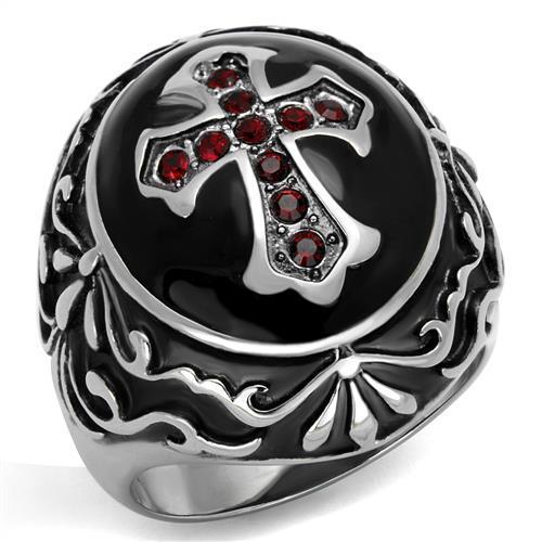JCE2229 High polished (no plating) Stainless Steel Ring with Top Grade Crystal  in Siam