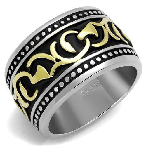 JCE2234 Two-Tone IP Gold (Ion Plating) Stainless Steel Ring with Epoxy  in Jet