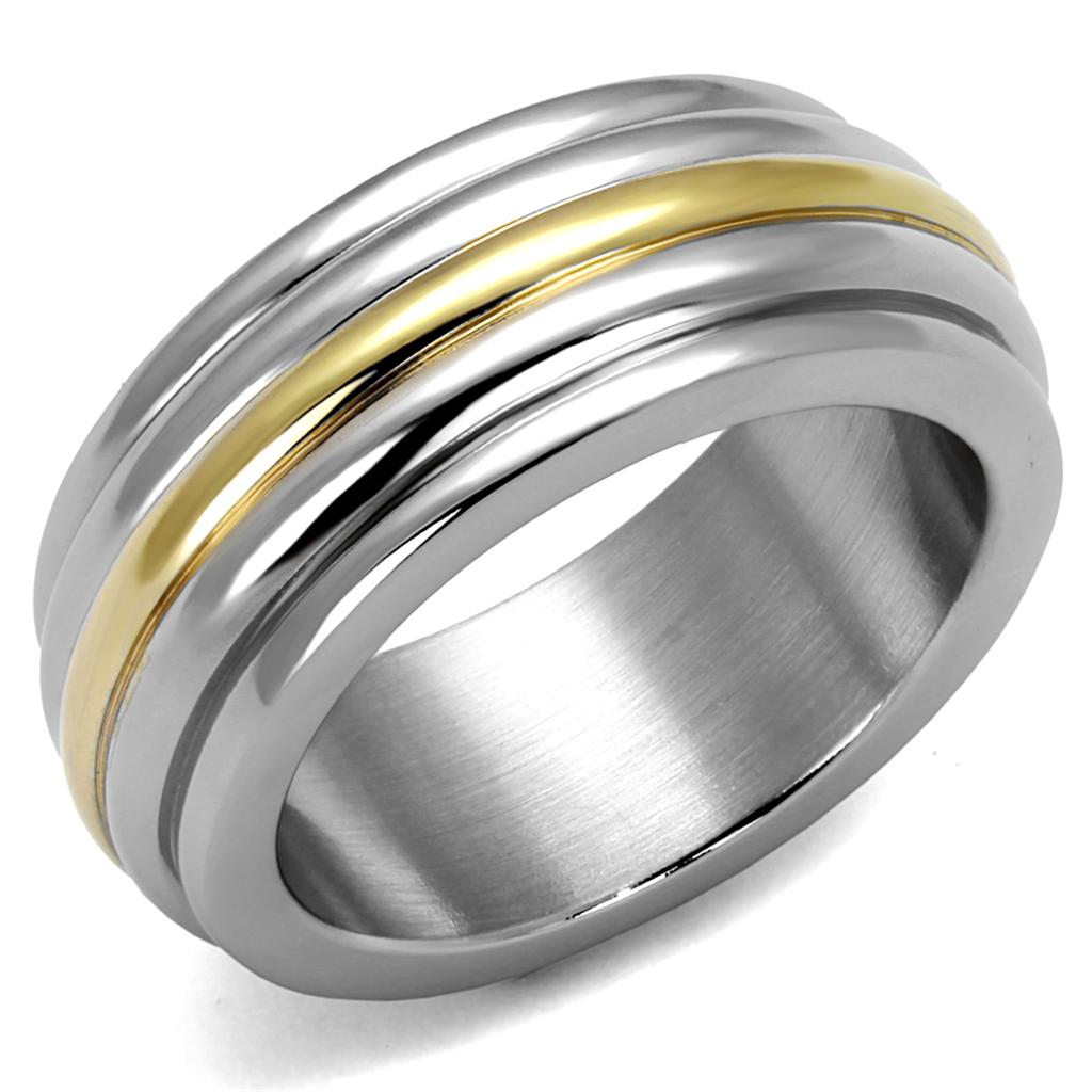JCE2390 Two-Tone IP Gold (Ion Plating) Stainless Steel Ring with No Stone