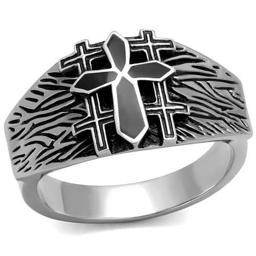 JCE2505 High polished (no plating) Stainless Steel Ring with Epoxy  in Jet