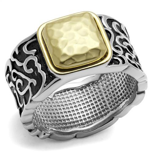 JCE2509 Two-Tone IP Gold (Ion Plating) Stainless Steel Ring with Epoxy  in Jet