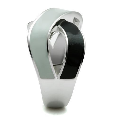 JCE265 Rhodium Stainless Steel Ring with Epoxy  in No Stone