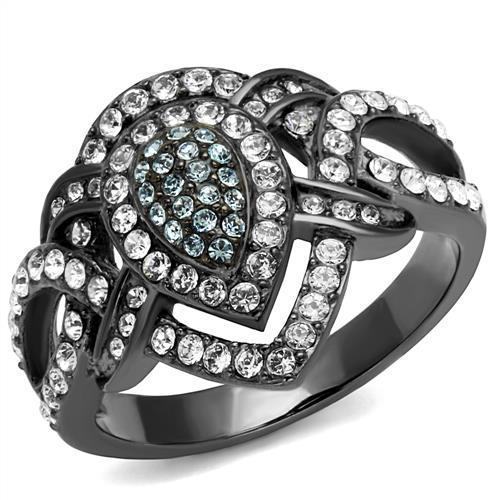 JCE2679 IP Light Black  (IP Gun) Stainless Steel Ring with Top Grade Crystal  in Multi Color