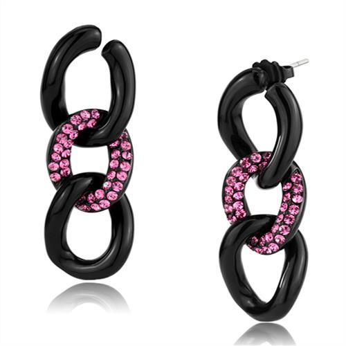 JCE2711 IP Black(Ion Plating) Stainless Steel Earrings with Top Grade Crystal  in Light Peach